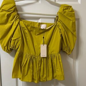 5 à 7 Mustard Puff Sleeve Blouse Brand new